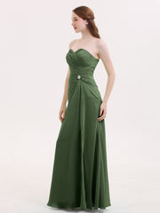 Strapless Sweetheart Neck Dress with Slit-Olive Green Plus Size
