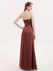 Strapless Sweetheart Neck Dress with Slit-Terracotta Plus Size