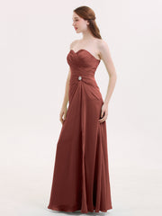 Strapless Sweetheart Neck Dress with Slit-Terracotta Plus Size