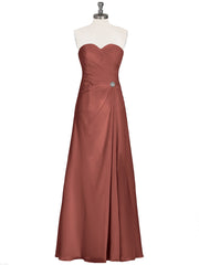 Strapless Sweetheart Neck Dress with Slit-Terracotta