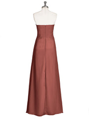 Strapless Sweetheart Neck Dress with Slit-Terracotta