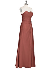 Strapless Sweetheart Neck Dress with Slit-Terracotta