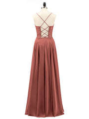 Spaghetti Strap Lace Dress with Corset Back-Terracotta