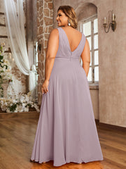 V Neckline Chiffon Bridesmaid Dresses Dusk Plus Size