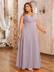 V Neckline Chiffon Bridesmaid Dresses Dusk Plus Size