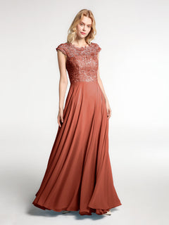 Illusion Wrap Neck Lace and Chiffon Maxi Dress Clearance