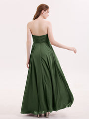 Strapless Sweetheart Maxi Bridesmaid Dress-Olive Green