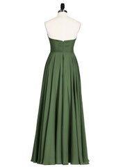 Strapless Sweetheart Maxi Bridesmaid Dress-Olive Green