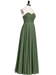 Strapless Sweetheart Maxi Bridesmaid Dress-Olive Green