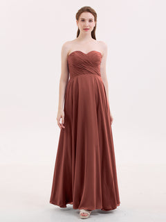 Strapless Sweetheart Maxi Bridesmaid Dress-Terracotta