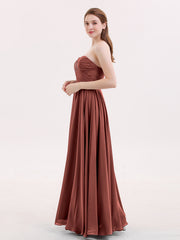 Strapless Sweetheart Maxi Bridesmaid Dress-Terracotta