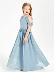Dreamy Off the Shoulder Bridesmaid Gown for Junior Dusty Blue