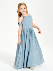 Dreamy Off the Shoulder Bridesmaid Gown for Junior Dusty Blue