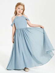 Dreamy Off the Shoulder Bridesmaid Gown for Junior Dusty Blue