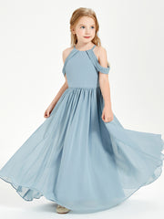 Dreamy Off the Shoulder Bridesmaid Gown for Junior Dusty Blue