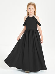 Dreamy Off the Shoulder Bridesmaid Gown for Junior Black