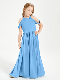 Dreamy Off the Shoulder Bridesmaid Gown for Junior Blue