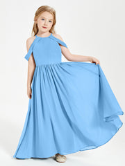 Dreamy Off the Shoulder Bridesmaid Gown for Junior Blue