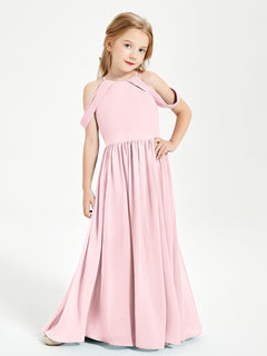 Dreamy Off the Shoulder Bridesmaid Gown for Junior Blushing Pink