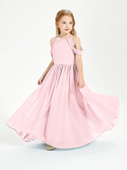 Dreamy Off the Shoulder Bridesmaid Gown for Junior Blushing Pink