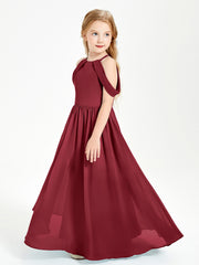 Dreamy Off the Shoulder Bridesmaid Gown for Junior Burgundy