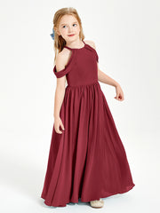Dreamy Off the Shoulder Bridesmaid Gown for Junior Burgundy