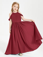 Dreamy Off the Shoulder Bridesmaid Gown for Junior Burgundy