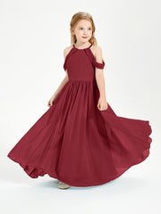 Dreamy Off the Shoulder Bridesmaid Gown for Junior Burgundy