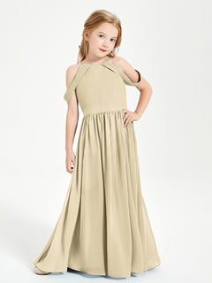 Dreamy Off the Shoulder Bridesmaid Gown for Junior Champagne