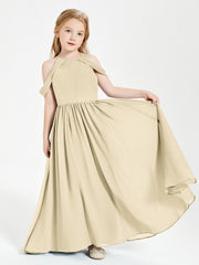 Dreamy Off the Shoulder Bridesmaid Gown for Junior Champagne