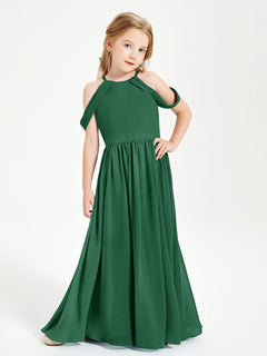 Dreamy Off the Shoulder Bridesmaid Gown for Junior Dark Green