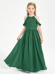 Dreamy Off the Shoulder Bridesmaid Gown for Junior Dark Green
