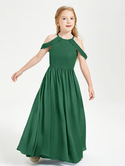 Dreamy Off the Shoulder Bridesmaid Gown for Junior Dark Green