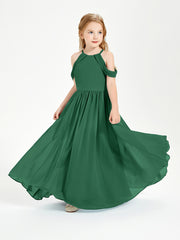 Dreamy Off the Shoulder Bridesmaid Gown for Junior Dark Green