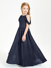 Dreamy Off the Shoulder Bridesmaid Gown for Junior Dark Navy