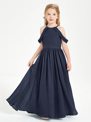 Dreamy Off the Shoulder Bridesmaid Gown for Junior Dark Navy