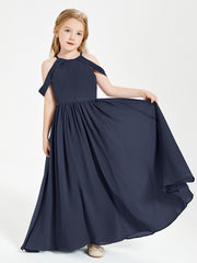 Dreamy Off the Shoulder Bridesmaid Gown for Junior Dark Navy