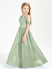 Dreamy Off the Shoulder Bridesmaid Gown for Junior Dusty Sage