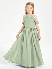 Dreamy Off the Shoulder Bridesmaid Gown for Junior Dusty Sage