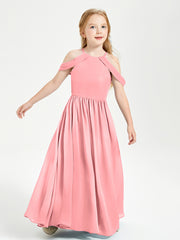 Dreamy Off the Shoulder Bridesmaid Gown for Junior Flamingo
