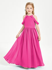 Dreamy Off the Shoulder Bridesmaid Gown for Junior Fuchsia