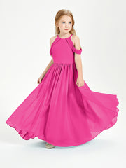 Dreamy Off the Shoulder Bridesmaid Gown for Junior Fuchsia