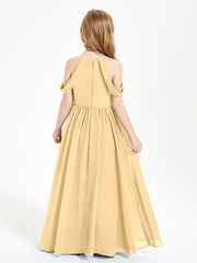 Dreamy Off the Shoulder Bridesmaid Gown for Junior Gold