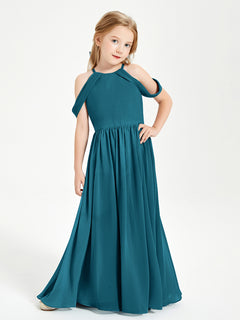 Dreamy Off the Shoulder Bridesmaid Gown for Junior Ink Blue