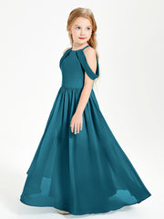 Dreamy Off the Shoulder Bridesmaid Gown for Junior Ink Blue