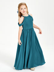 Dreamy Off the Shoulder Bridesmaid Gown for Junior Ink Blue