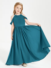 Dreamy Off the Shoulder Bridesmaid Gown for Junior Ink Blue