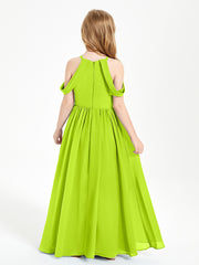 Dreamy Off the Shoulder Bridesmaid Gown for Junior Lime Green