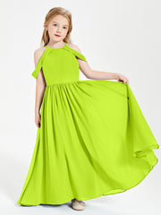 Dreamy Off the Shoulder Bridesmaid Gown for Junior Lime Green