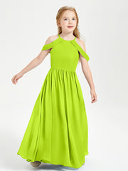 Dreamy Off the Shoulder Bridesmaid Gown for Junior Lime Green